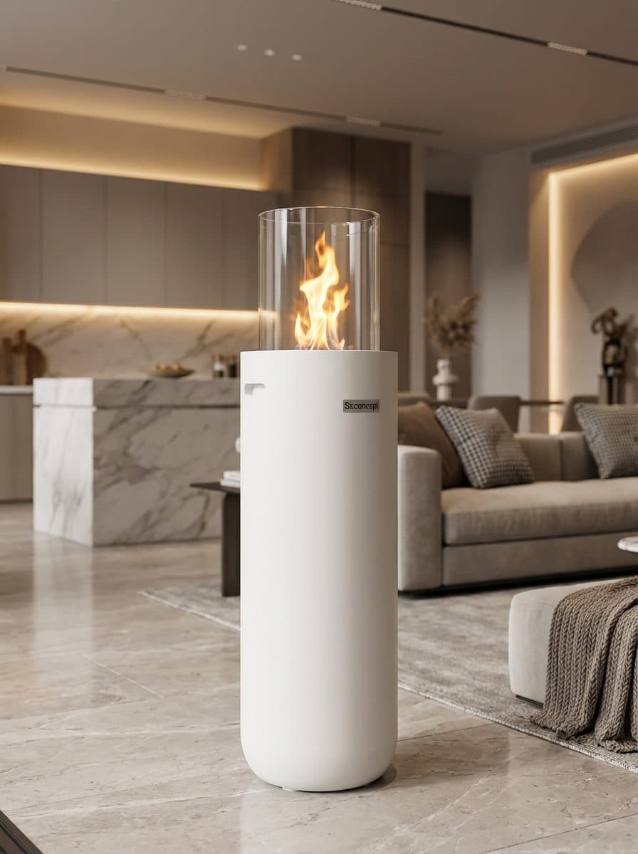 Torch A2 Taşınabilir Şömine (Beyaz) Bioethanol Bacasız Şömine Modelleri ve Fiyatları - SS Concept