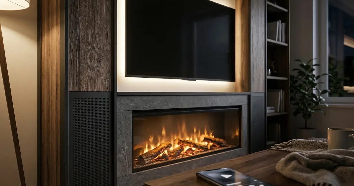 Şömine TV ünitesi bluetooth hoparlör özelliği