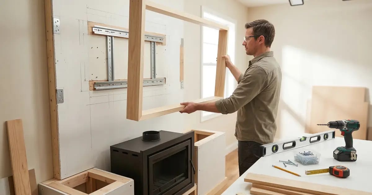 TV üniteli şömine yapımı DIY montaj aşamaları