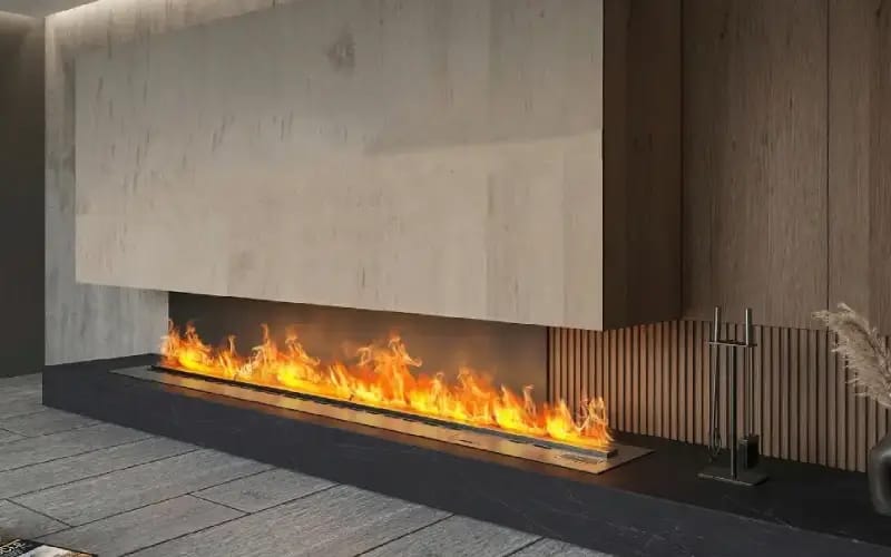 3D buharlı şömine modelleri ankastre gömme tasarım