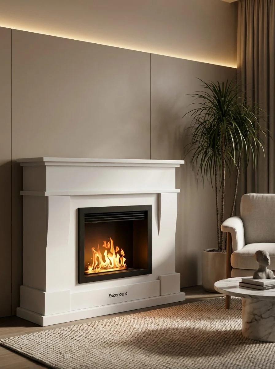 ComfortFire Taşınabilir Şömine (Beyaz) Bioethanol Bacasız Şömine Modelleri ve Fiyatları - SS Concept